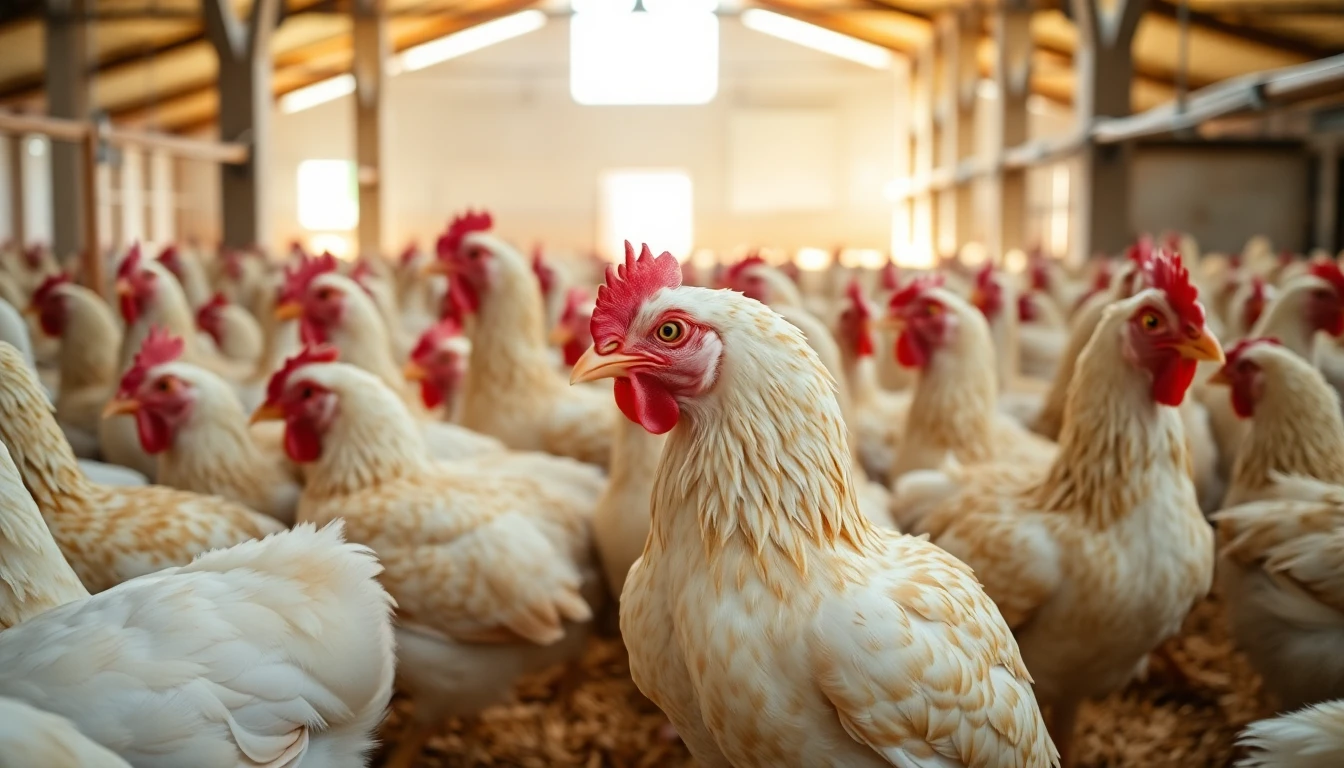 Gallinas ponedoras en un ambiente limpio